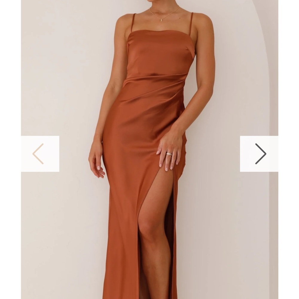 Chic Satin Brown Midi Dress